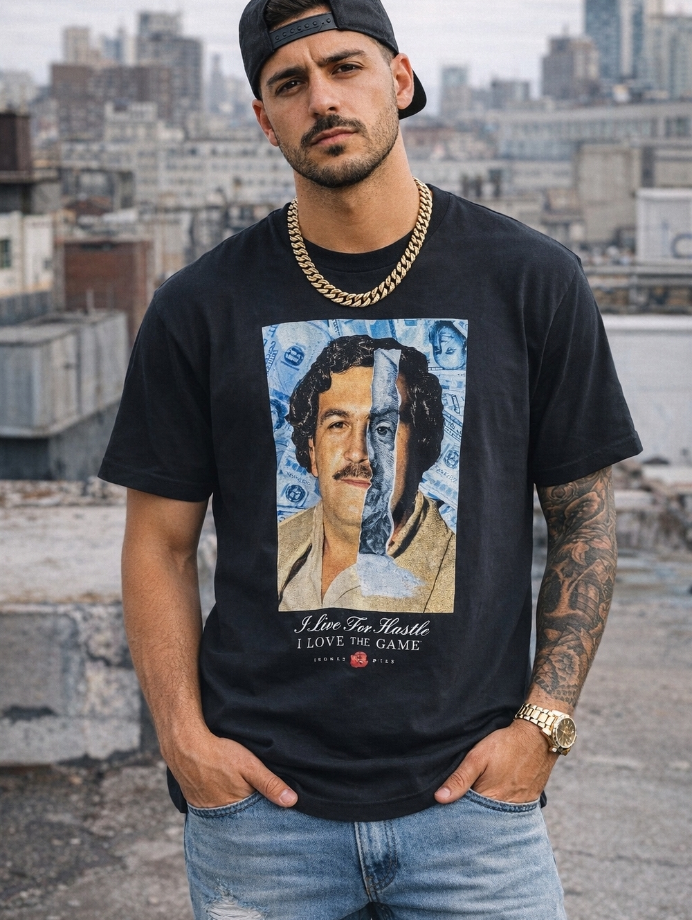 Hasta Muerte T-Shirt L Black Hustle Daily Pablo Escobar Graphic Tee - Excellent